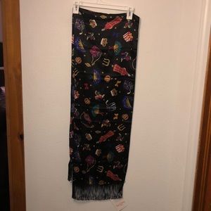 Diane Von Furstenburg multi colored scarf with fringe